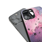 space pink aesthetic back phone cover | glass case for iphone 14 plus