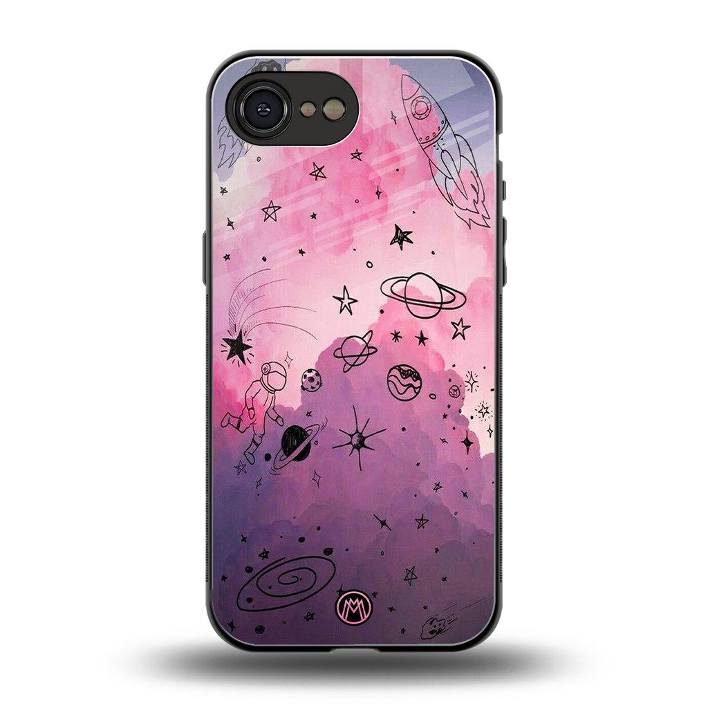 space pink aesthetic back phone cover | glass case for iphone 16e