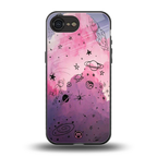 space pink aesthetic back phone cover | glass case for iphone 16e