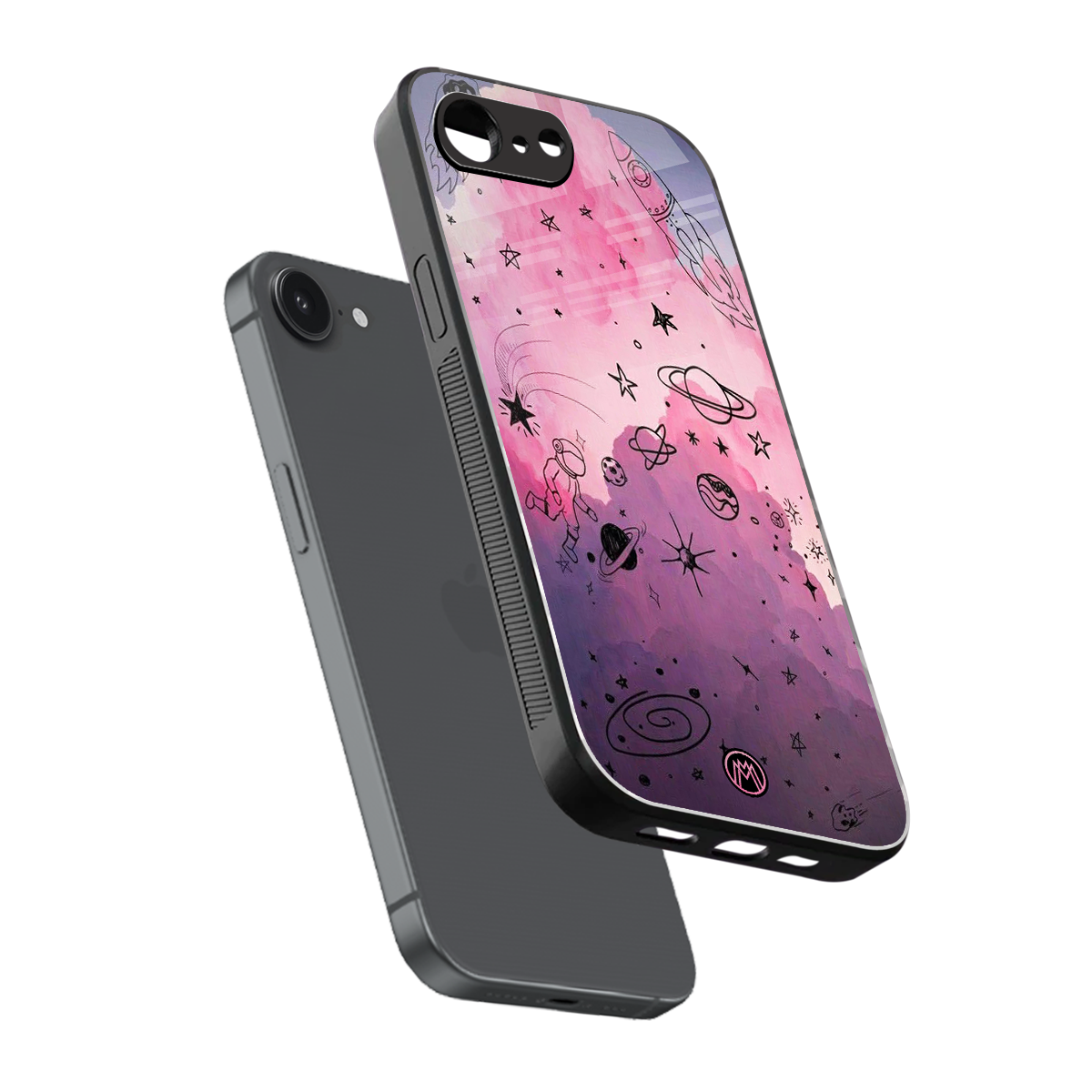 space pink aesthetic back phone cover | glass case for iphone 16e