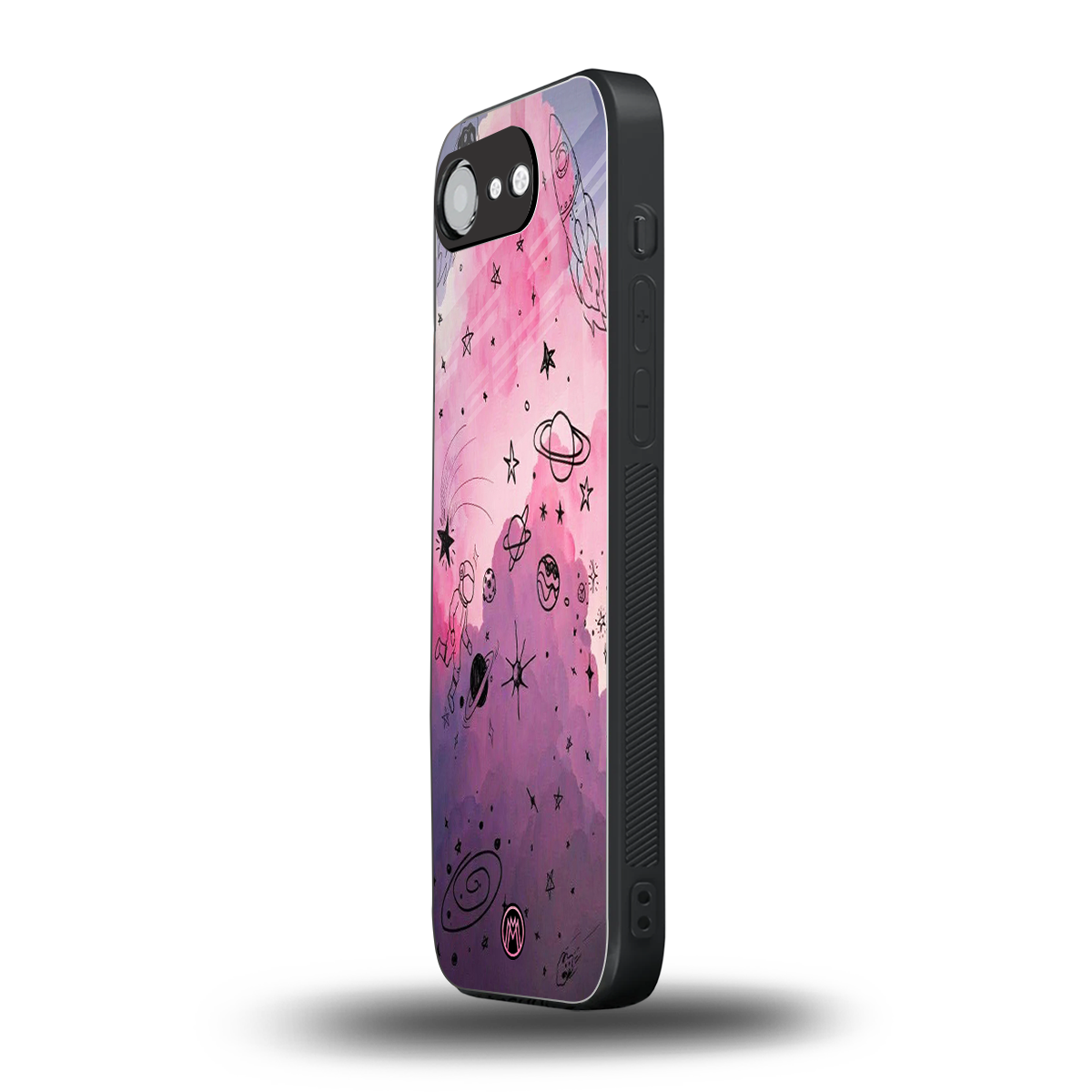 space pink aesthetic back phone cover | glass case for iphone 16e