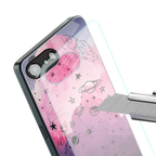space pink aesthetic back phone cover | glass case for iphone 16e