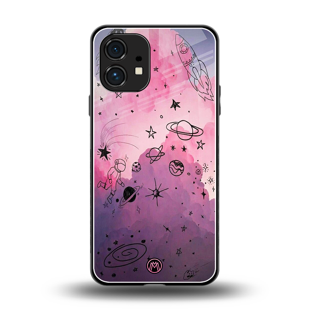 space pink aesthetic back phone cover | glass case for nothing phone 1