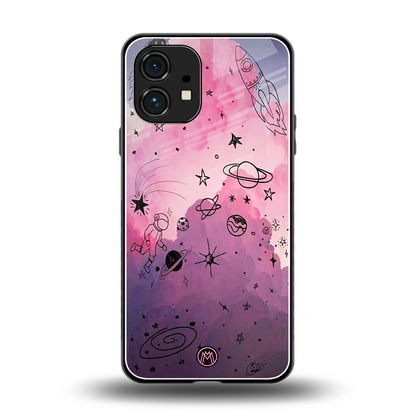 space pink aesthetic back phone cover | glass case for nothing phone 1