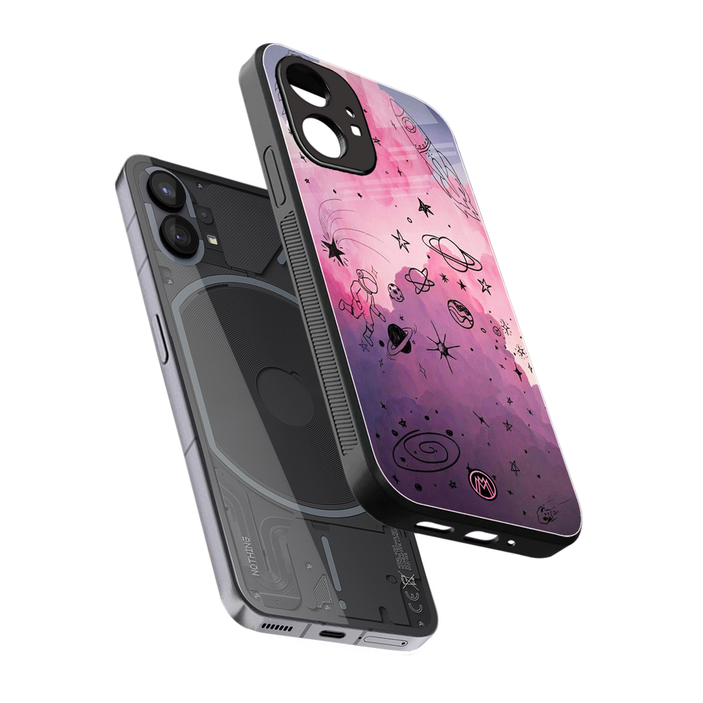 space pink aesthetic back phone cover | glass case for nothing phone 1
