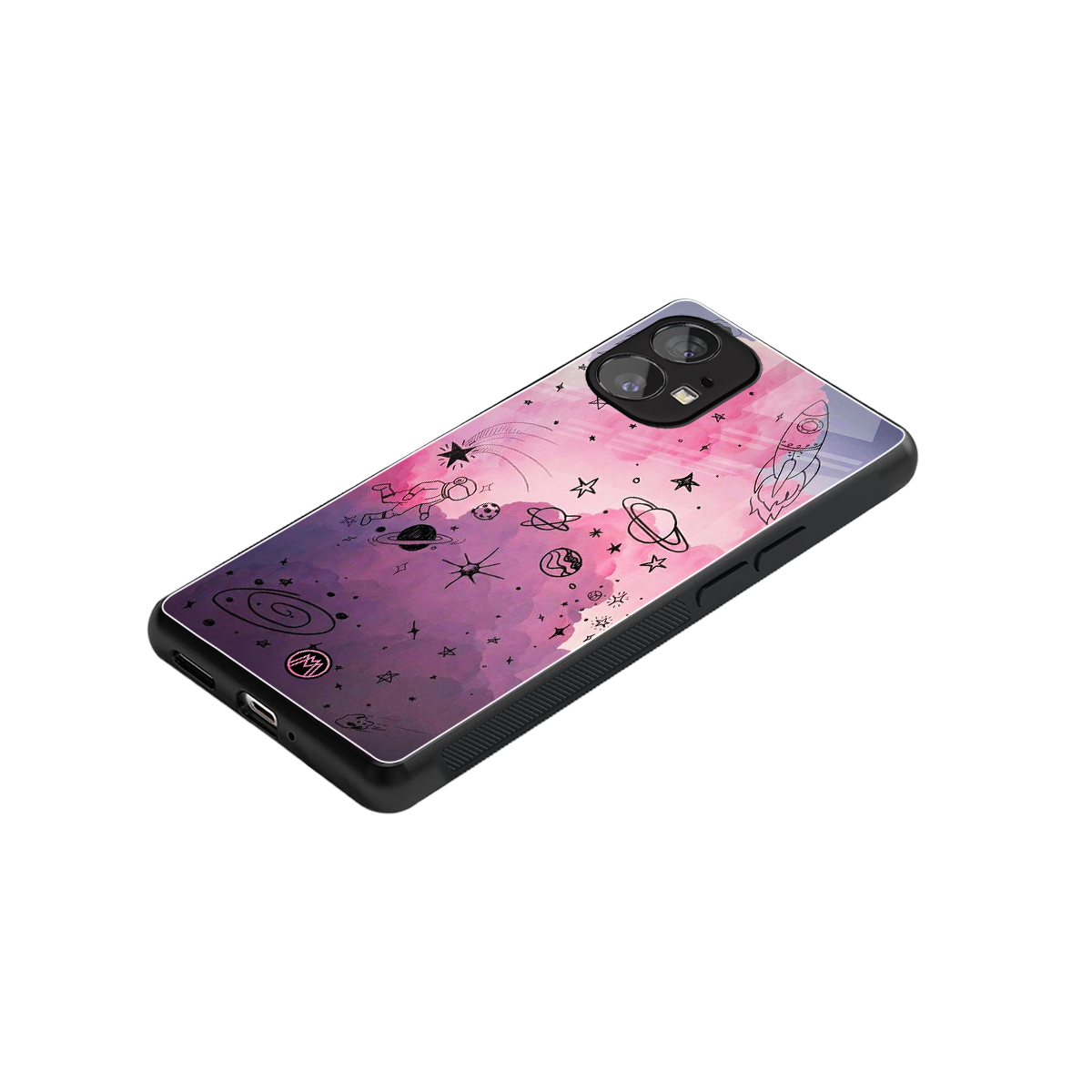 space pink aesthetic back phone cover | glass case for nothing phone 1
