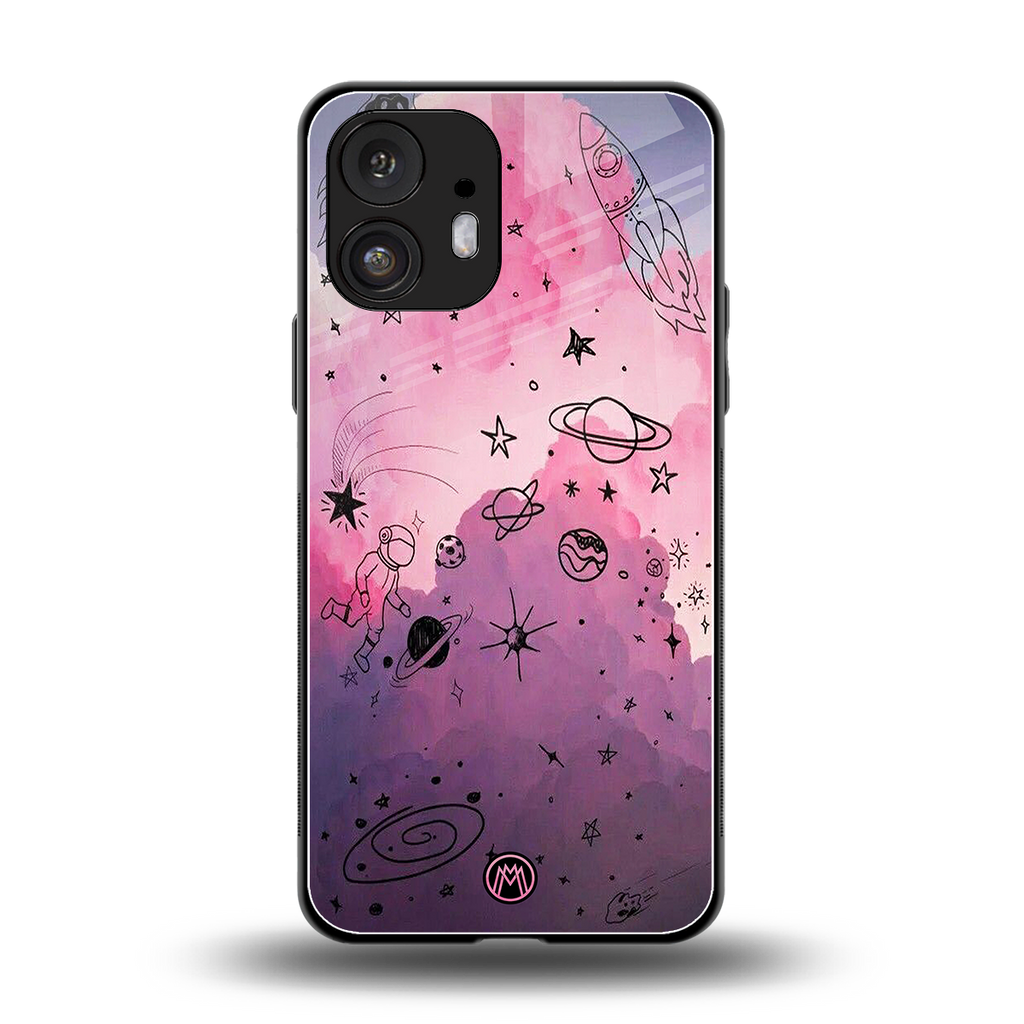 space pink aesthetic back phone cover | glass case for nothing phone 2