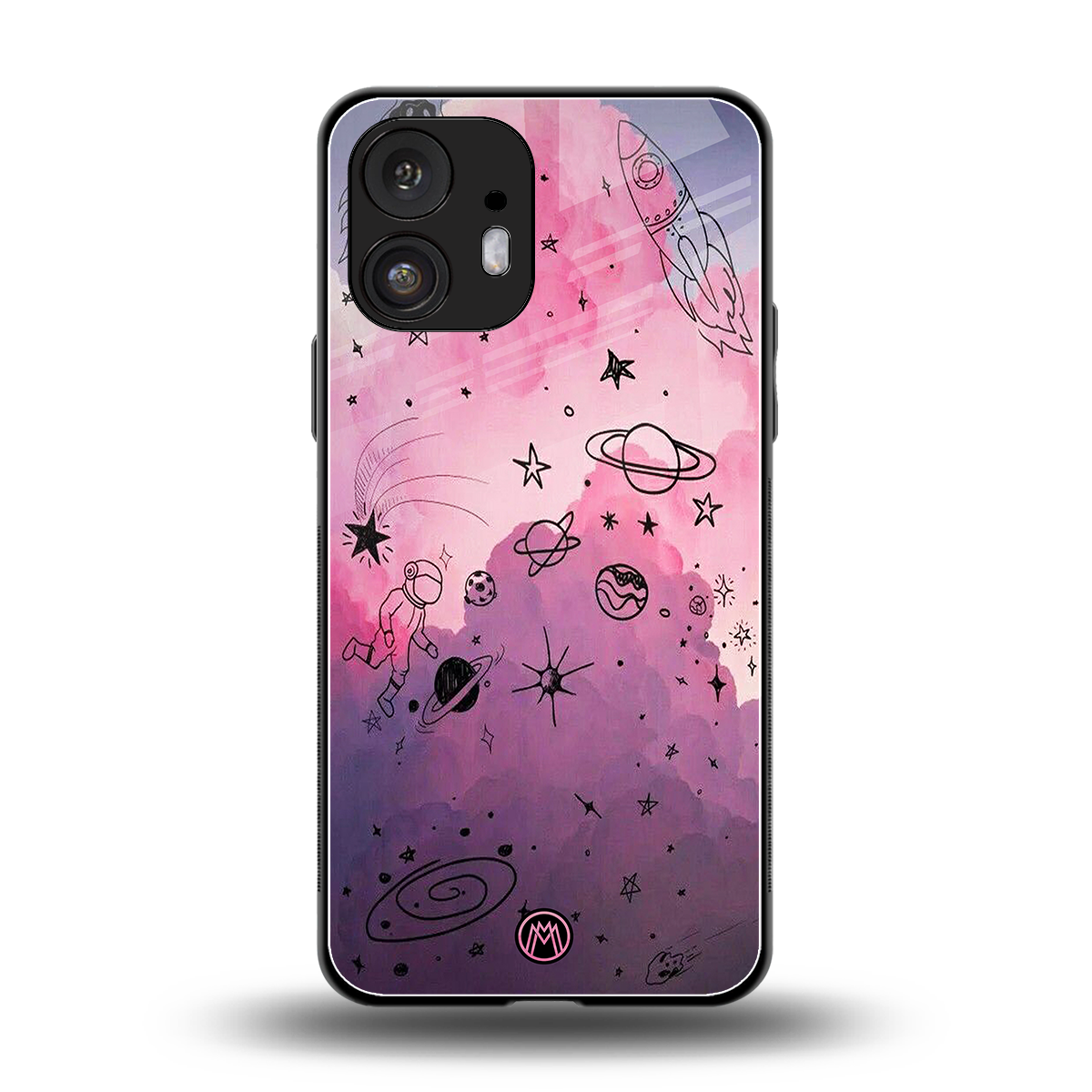 space pink aesthetic back phone cover | glass case for nothing phone 2