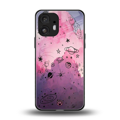 space pink aesthetic back phone cover | glass case for nothing phone 2