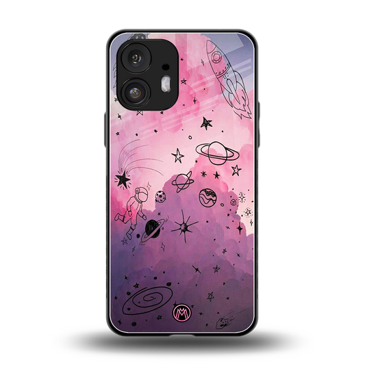 space pink aesthetic back phone cover | glass case for nothing phone 2