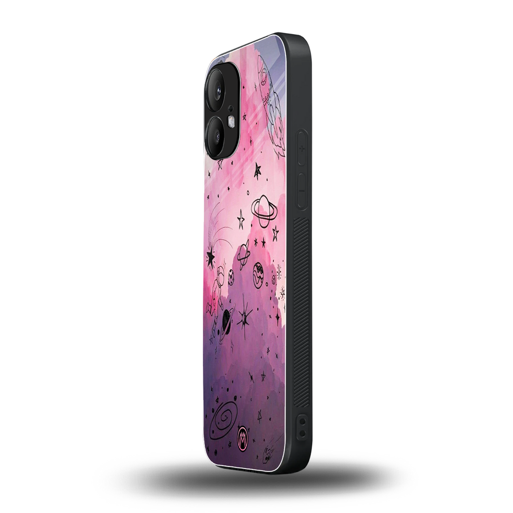 space pink aesthetic back phone cover | glass case for nothing phone 2