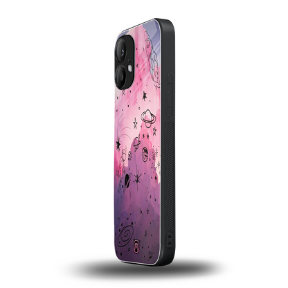 space pink aesthetic back phone cover | glass case for nothing phone 2