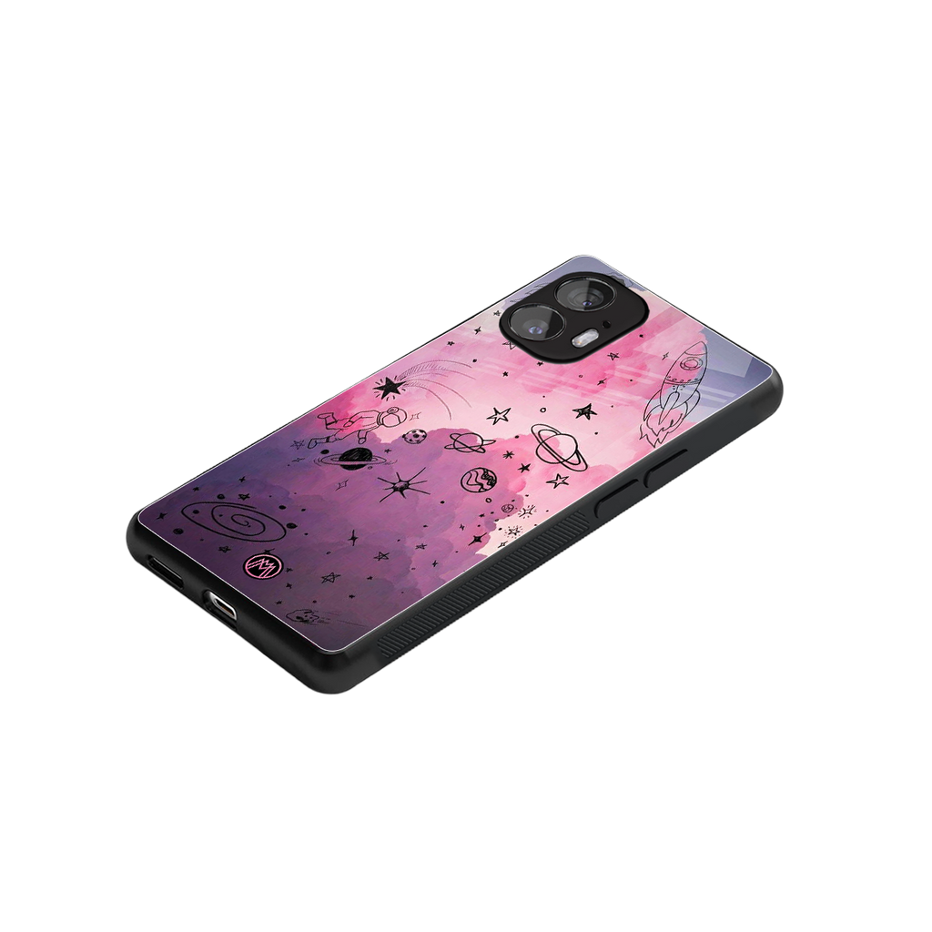 space pink aesthetic back phone cover | glass case for nothing phone 2