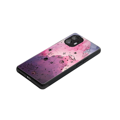space pink aesthetic back phone cover | glass case for nothing phone 2