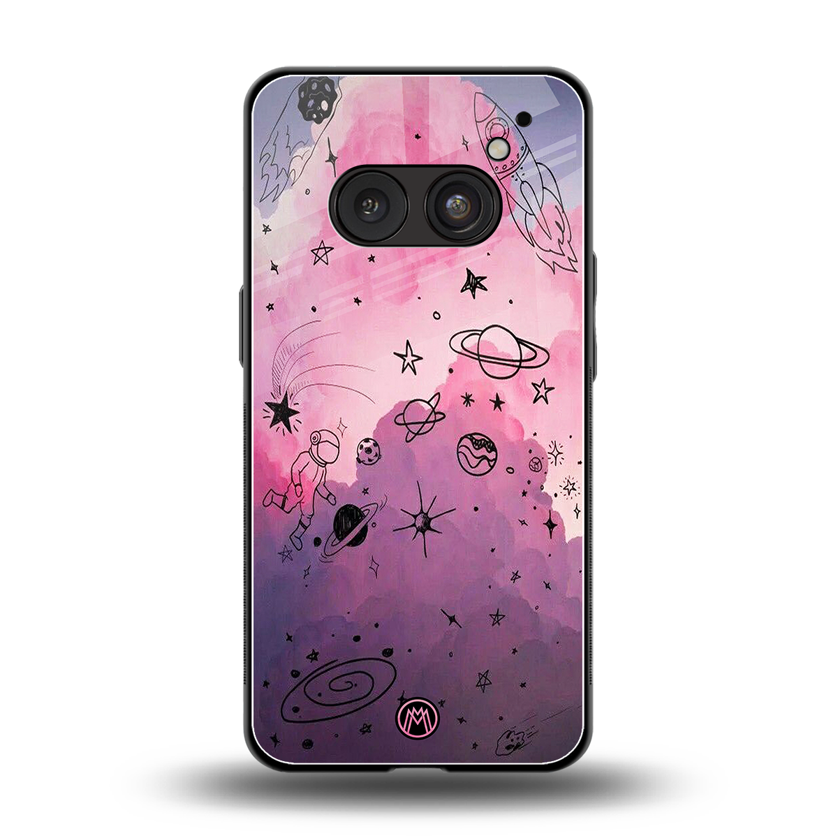 space pink aesthetic back phone cover | glass case for nothing phone 2a