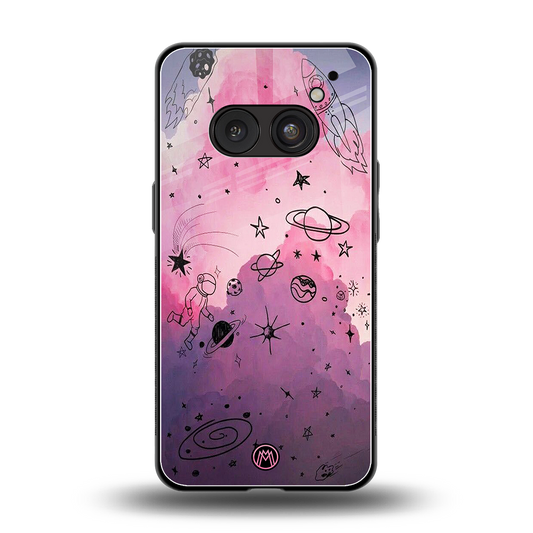 space pink aesthetic back phone cover | glass case for nothing phone 2a