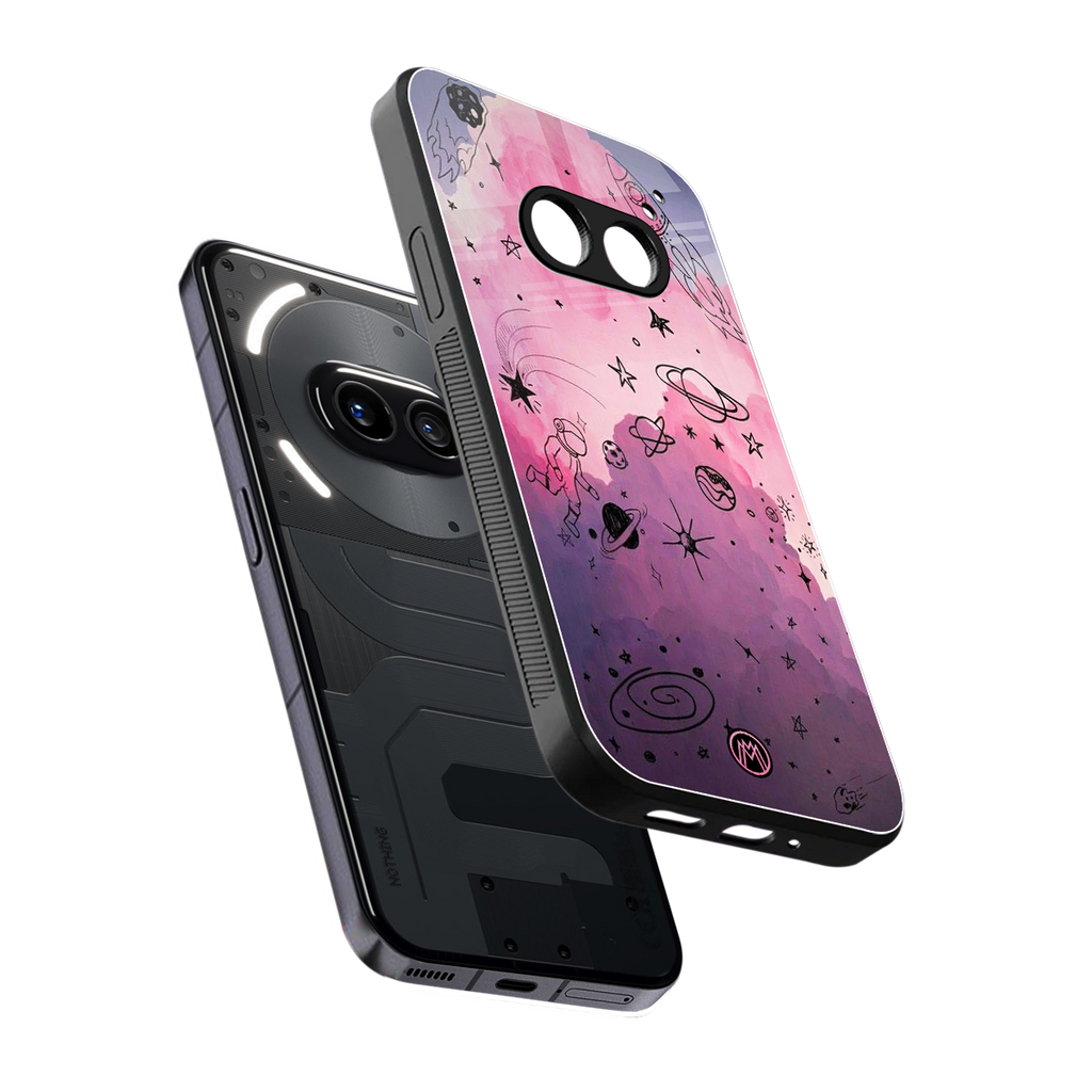 space pink aesthetic back phone cover | glass case for nothing phone 2a