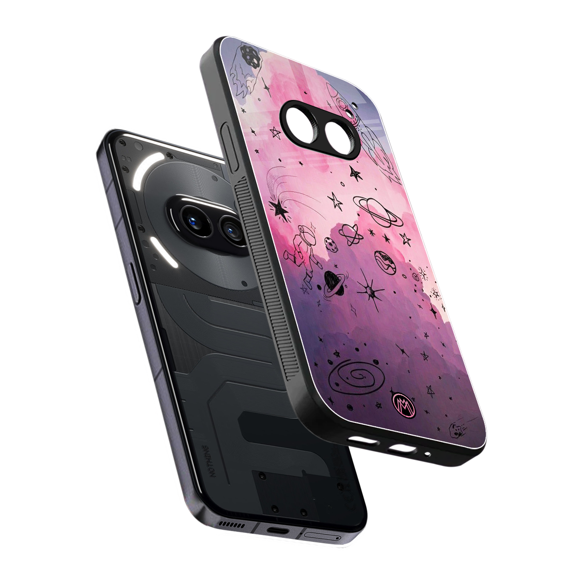 space pink aesthetic back phone cover | glass case for nothing phone 2a