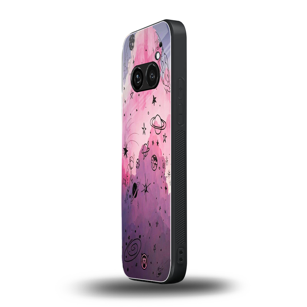 space pink aesthetic back phone cover | glass case for nothing phone 2a