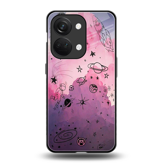 space pink aesthetic back phone cover | glass case for oneplus nord 3
