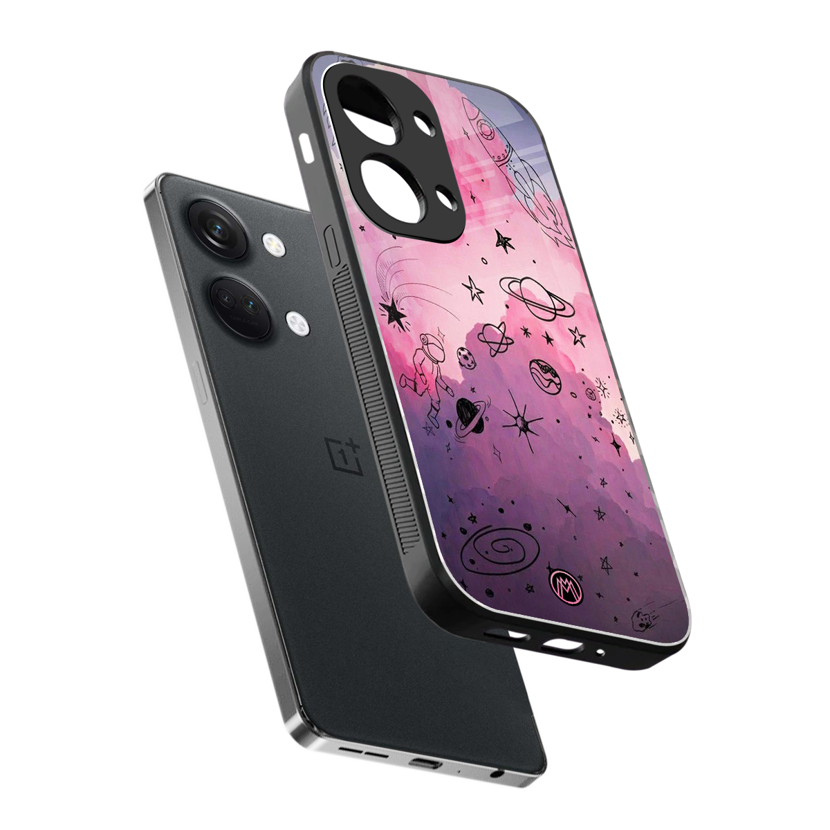 space pink aesthetic back phone cover | glass case for oneplus nord 3