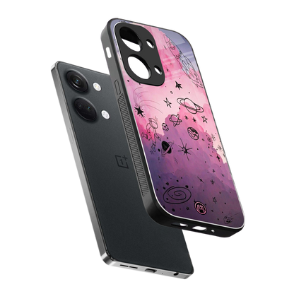 space pink aesthetic back phone cover | glass case for oneplus nord 3