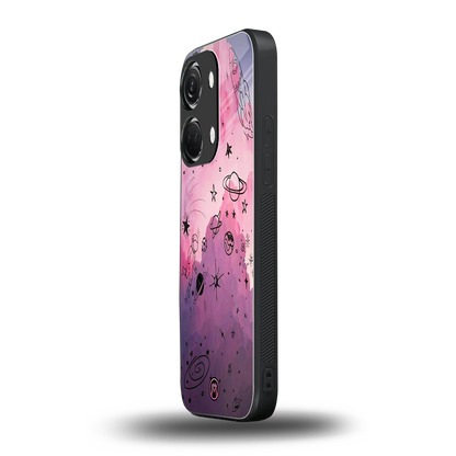 space pink aesthetic back phone cover | glass case for oneplus nord 3