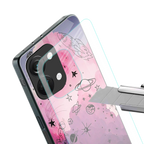 space pink aesthetic back phone cover | glass case for oneplus nord 3