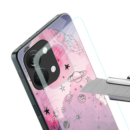 space pink aesthetic back phone cover | glass case for oneplus nord 3