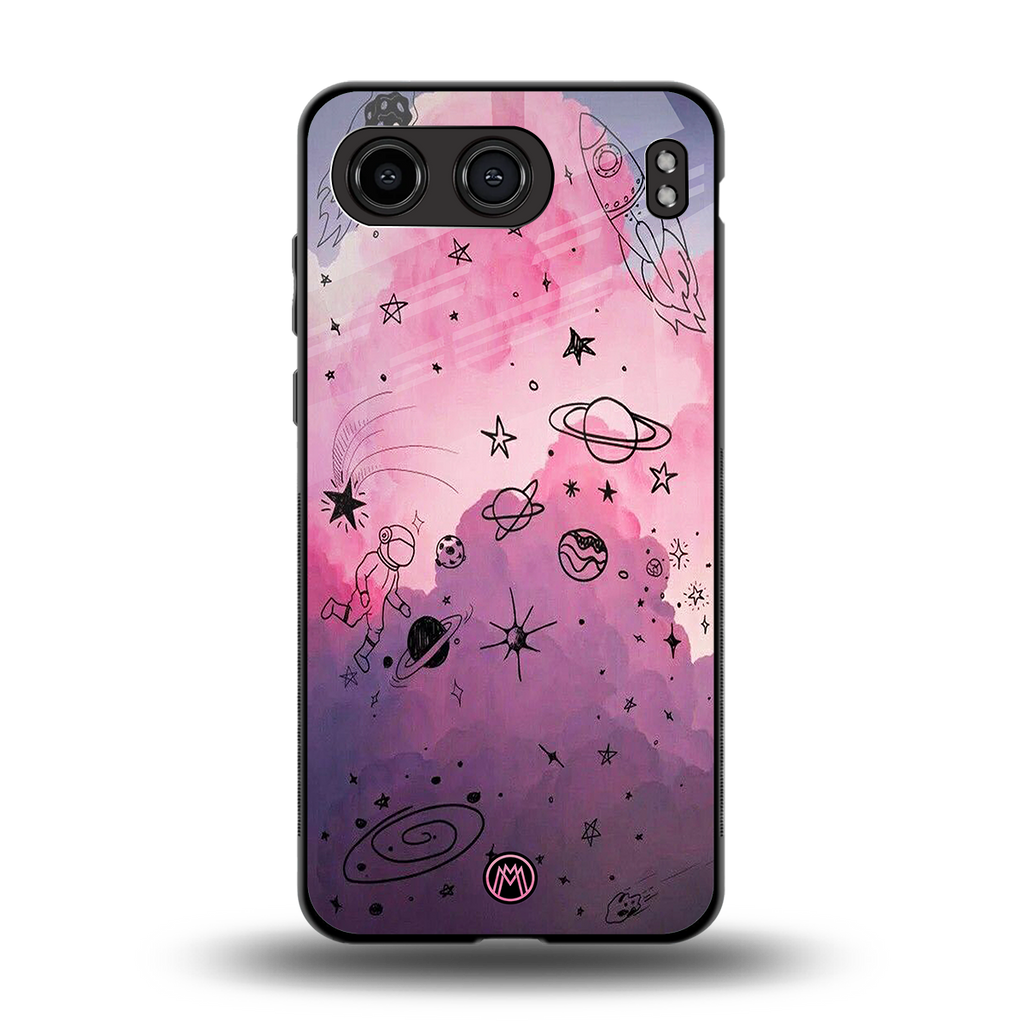 space pink aesthetic back phone cover | glass case for oneplus nord 4