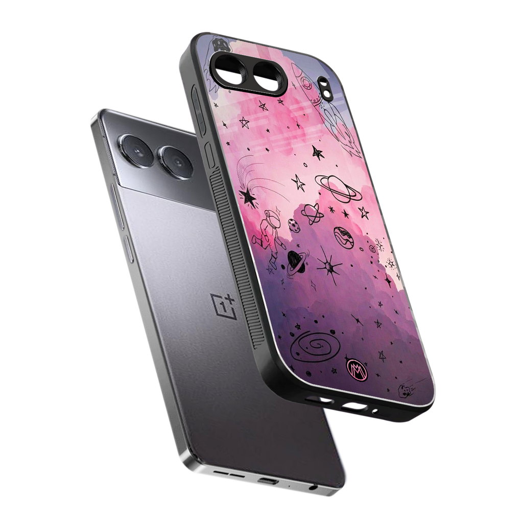 space pink aesthetic back phone cover | glass case for oneplus nord 4
