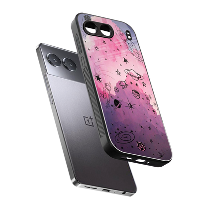 space pink aesthetic back phone cover | glass case for oneplus nord 4