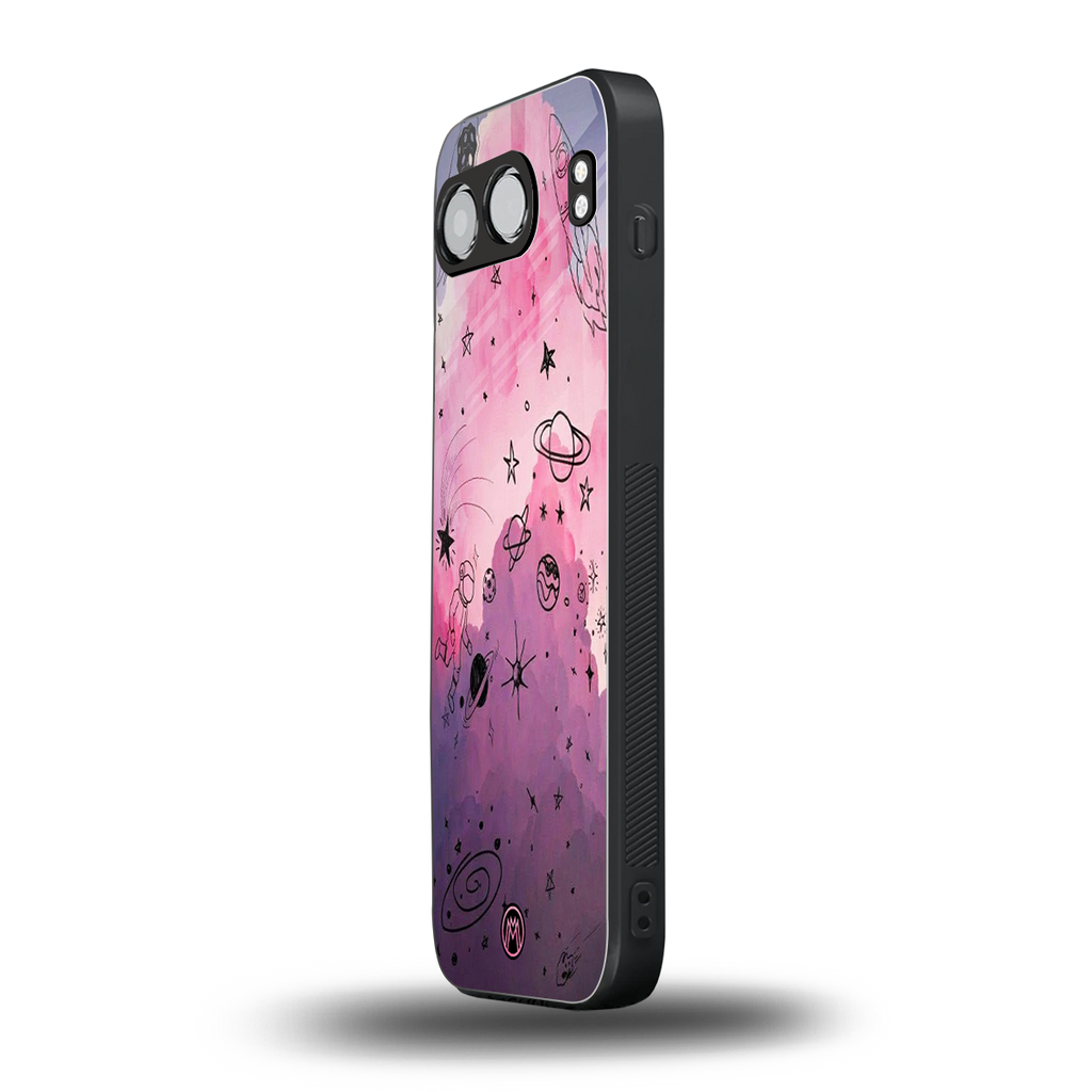 space pink aesthetic back phone cover | glass case for oneplus nord 4
