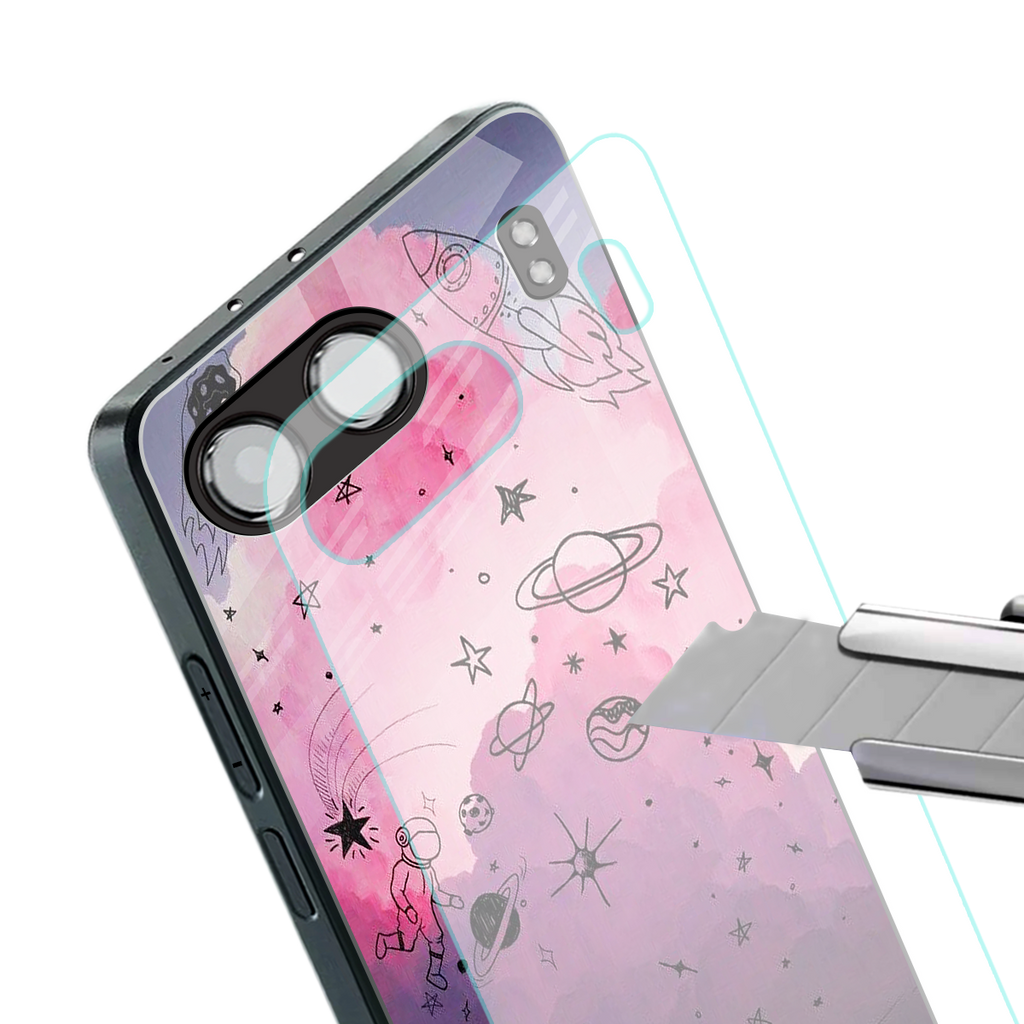 space pink aesthetic back phone cover | glass case for oneplus nord 4