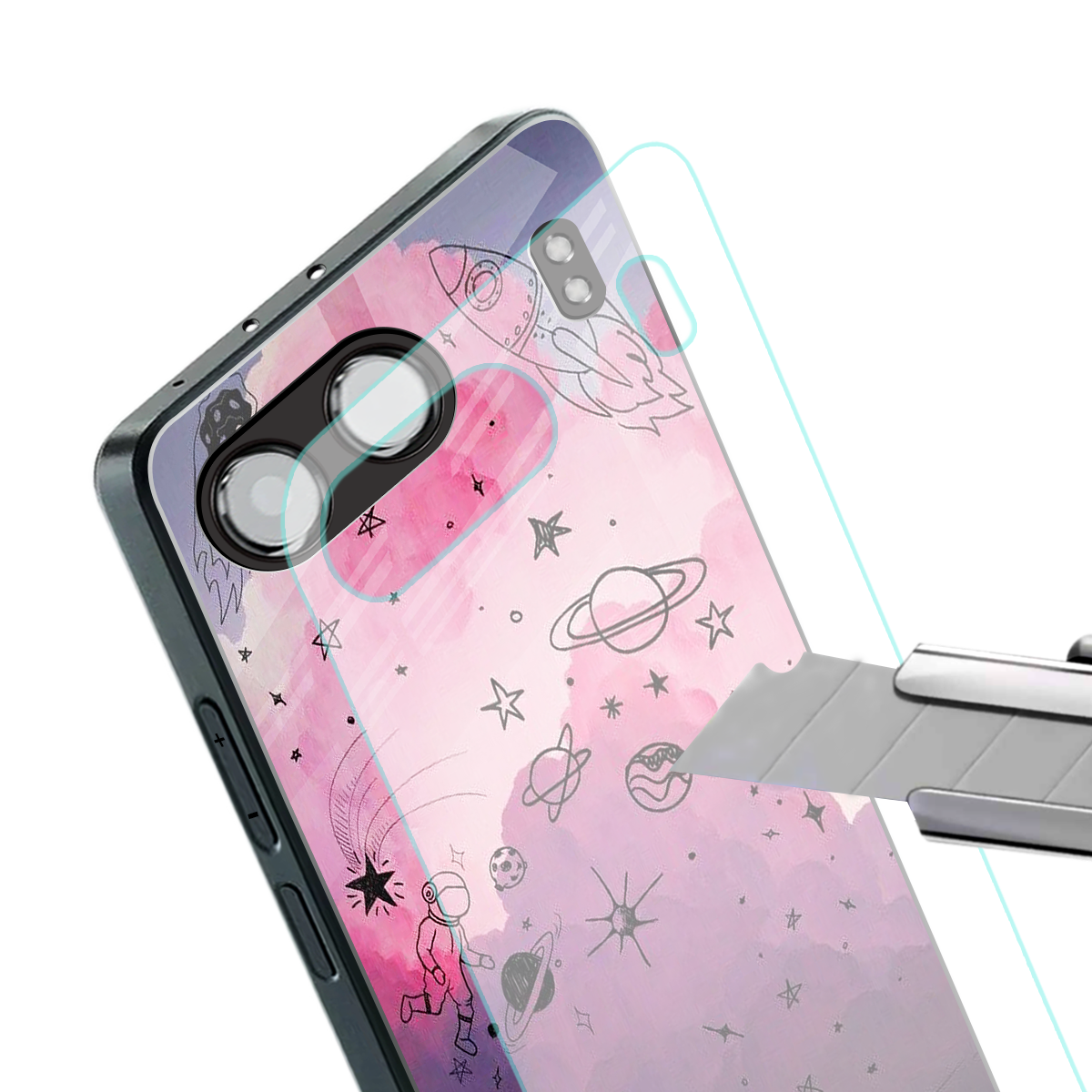 space pink aesthetic back phone cover | glass case for oneplus nord 4