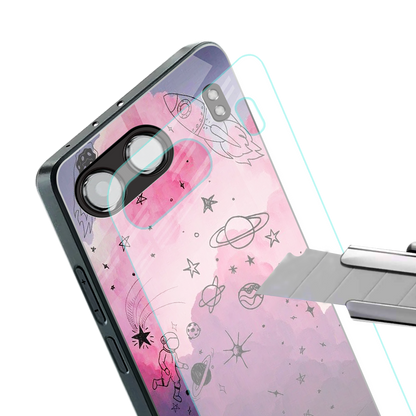 space pink aesthetic back phone cover | glass case for oneplus nord 4