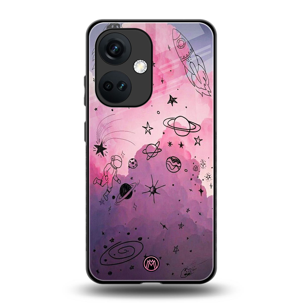 space pink aesthetic back phone cover | glass case for oneplus nord ce 3