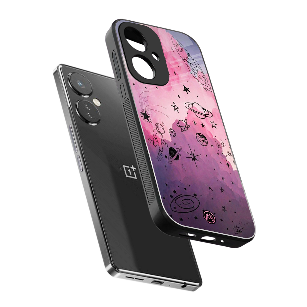 space pink aesthetic back phone cover | glass case for oneplus nord ce 3