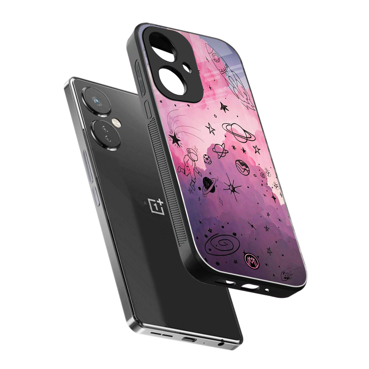 space pink aesthetic back phone cover | glass case for oneplus nord ce 3