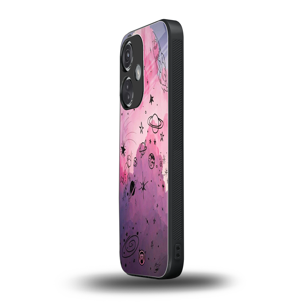space pink aesthetic back phone cover | glass case for oneplus nord ce 3
