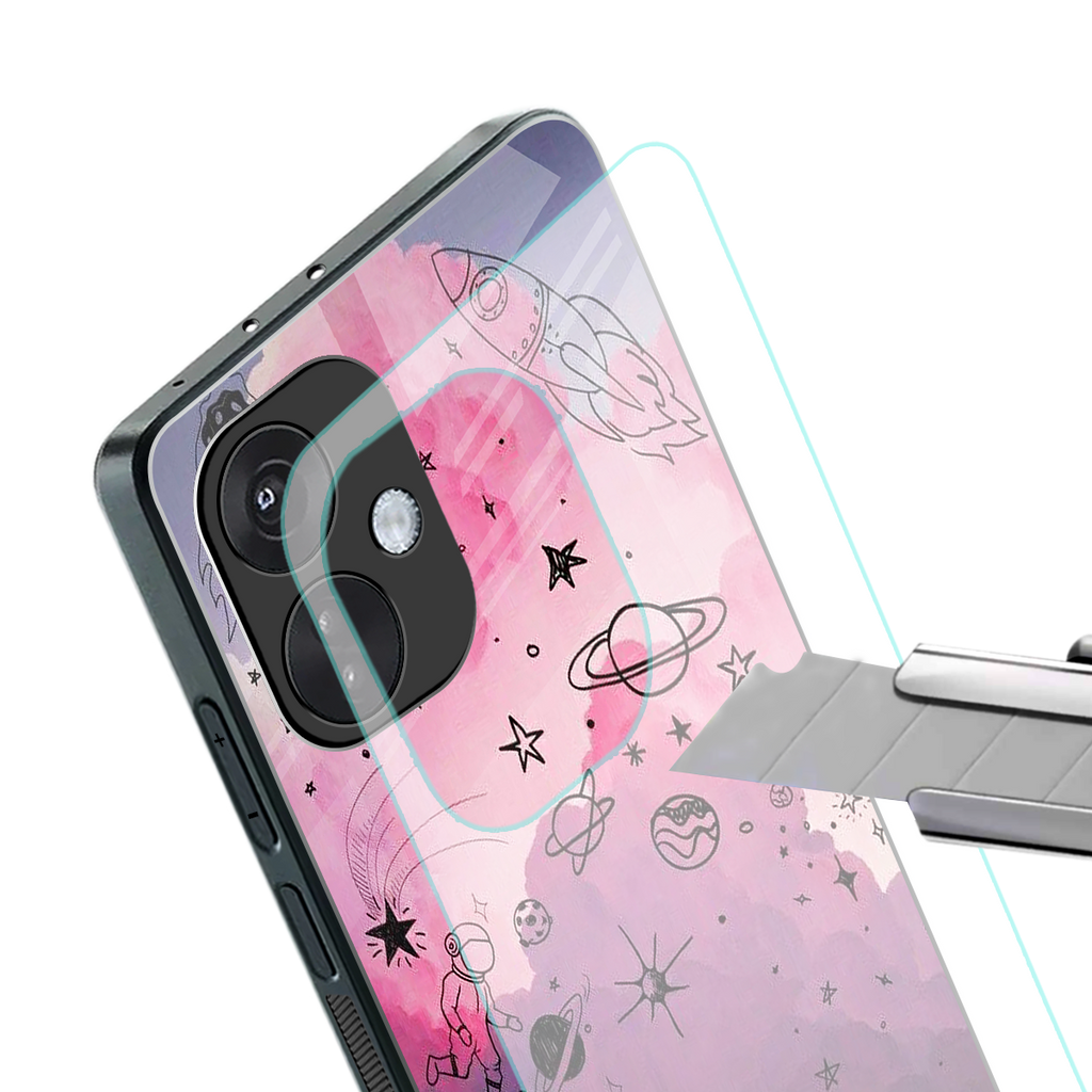 space pink aesthetic back phone cover | glass case for oneplus nord ce 3