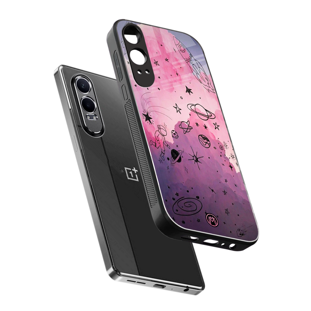 space pink aesthetic back phone cover | glass case for oneplus nord ce 4 lite