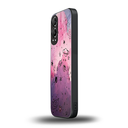 space pink aesthetic back phone cover | glass case for oneplus nord ce 4 lite