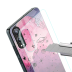 space pink aesthetic back phone cover | glass case for oneplus nord ce 4 lite