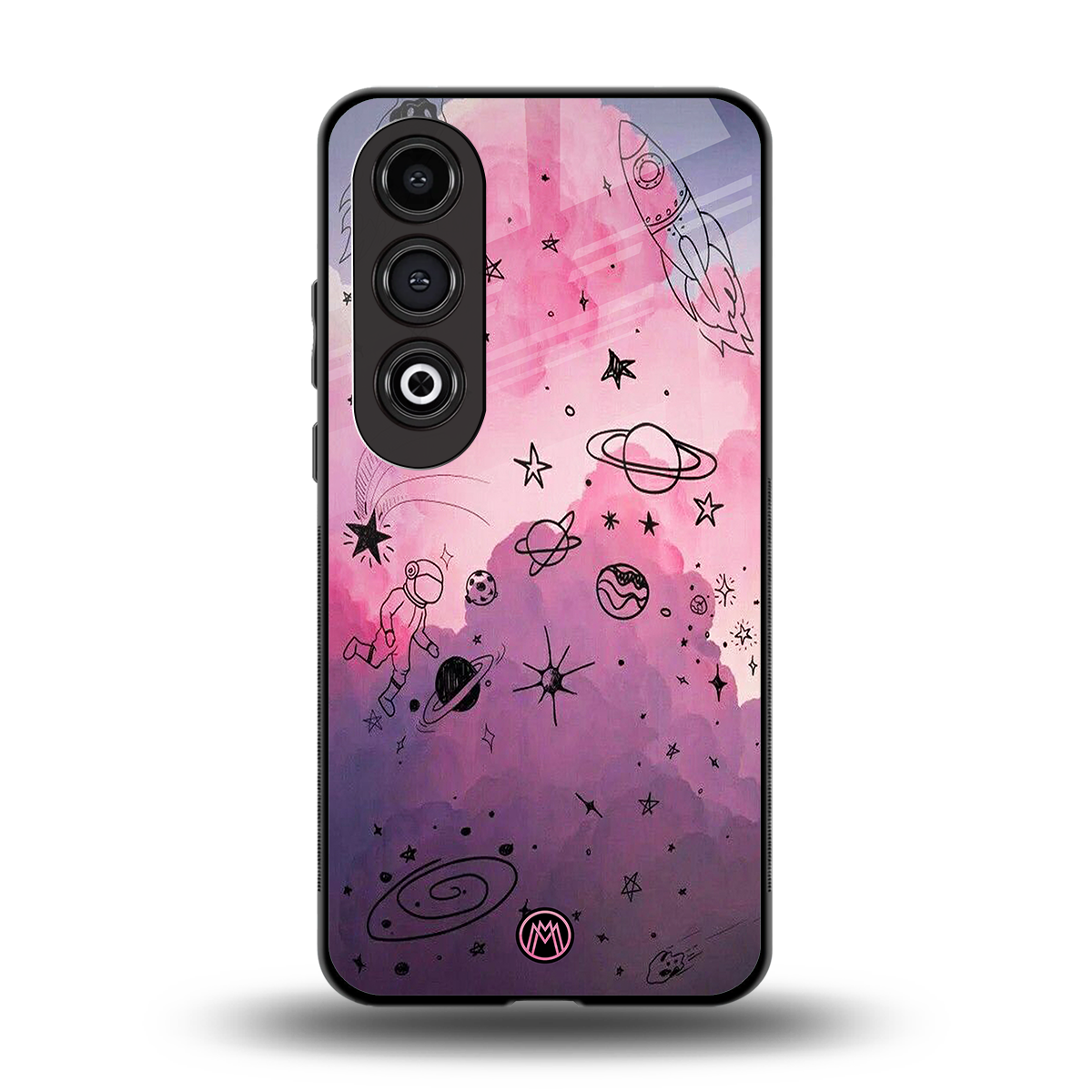 space pink aesthetic back phone cover | glass case for oneplus nord ce 4
