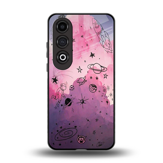 space pink aesthetic back phone cover | glass case for oneplus nord ce 4