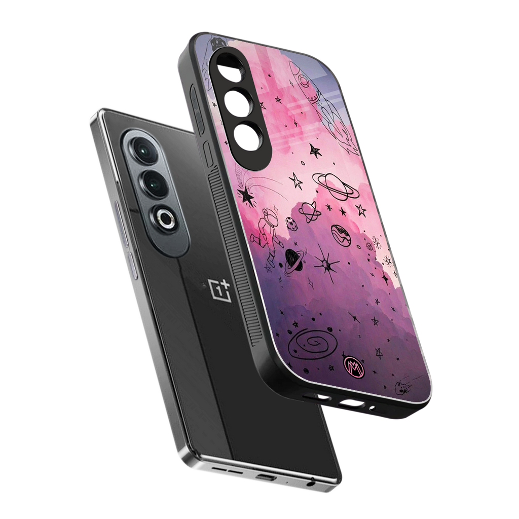 space pink aesthetic back phone cover | glass case for oneplus nord ce 4