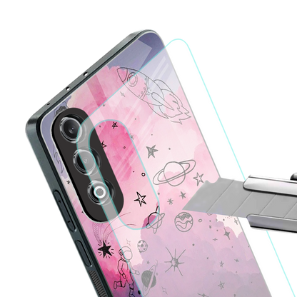 space pink aesthetic back phone cover | glass case for oneplus nord ce 4