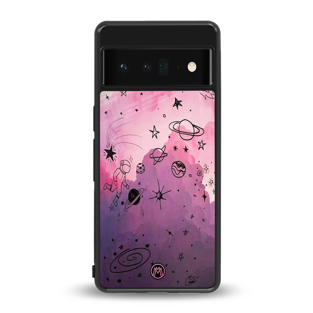 space pink aesthetic back phone cover | glass case for google pixel 6 pro