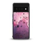 space pink aesthetic back phone cover | glass case for google pixel 6 pro